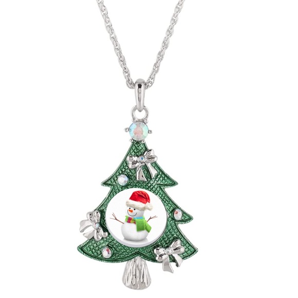 Snap Charm Christmas Tree Large Pendant Necklace Includes Chain and 3 Snaps - Picture 4 of 6